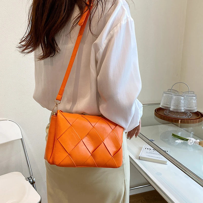 Women Lady Cross Body Woven Single Shoulder Strap Bag