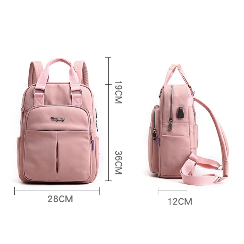 Large Capacity Nylon Waterproof Backpack for Women
