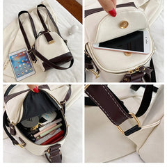 Small Women's Leather Backpack for Teenage Girls - Shoulder Bag