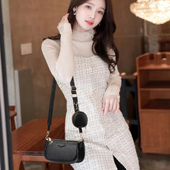 Women Messenger Bags with Purse PU Leather Shoulder Bag Chains Crossbody Small H
