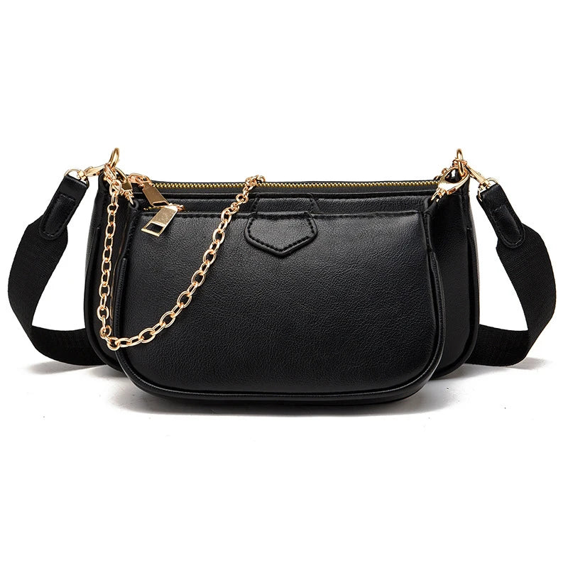Women Messenger Bags with Purse PU Leather Shoulder Bag Chains Crossbody Small H