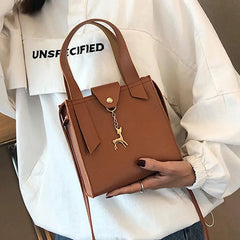 Women PU Leather Handbags Small Square Shoulder Bag Female Deer