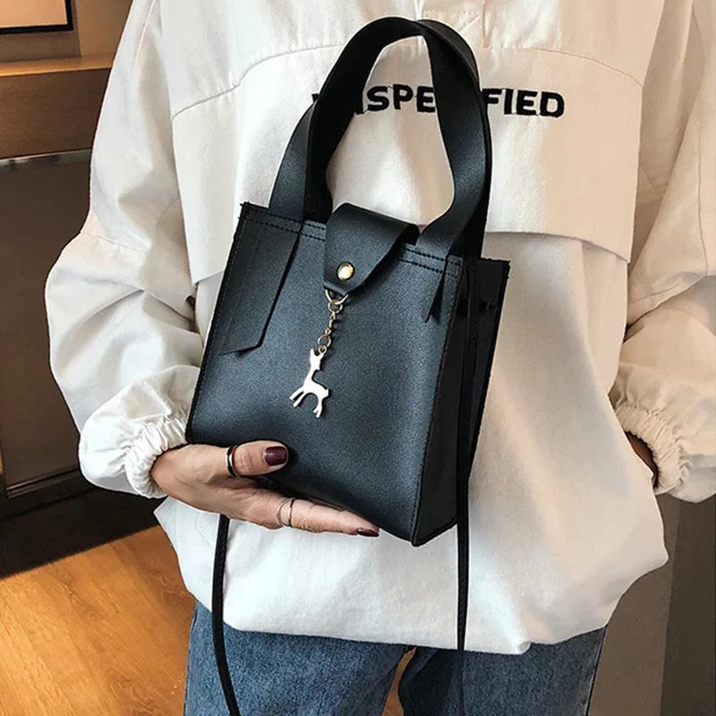 Women PU Leather Handbags Small Square Shoulder Bag Female Deer