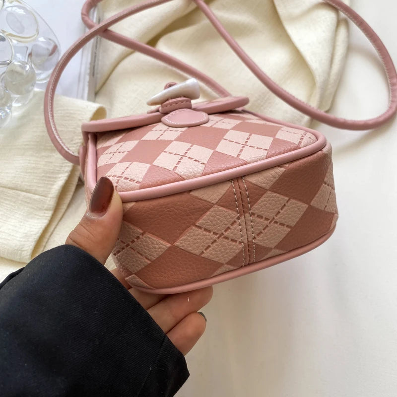 Women PU Leather Shoulder Bags Phone Handbags Striped Crossbody Bags