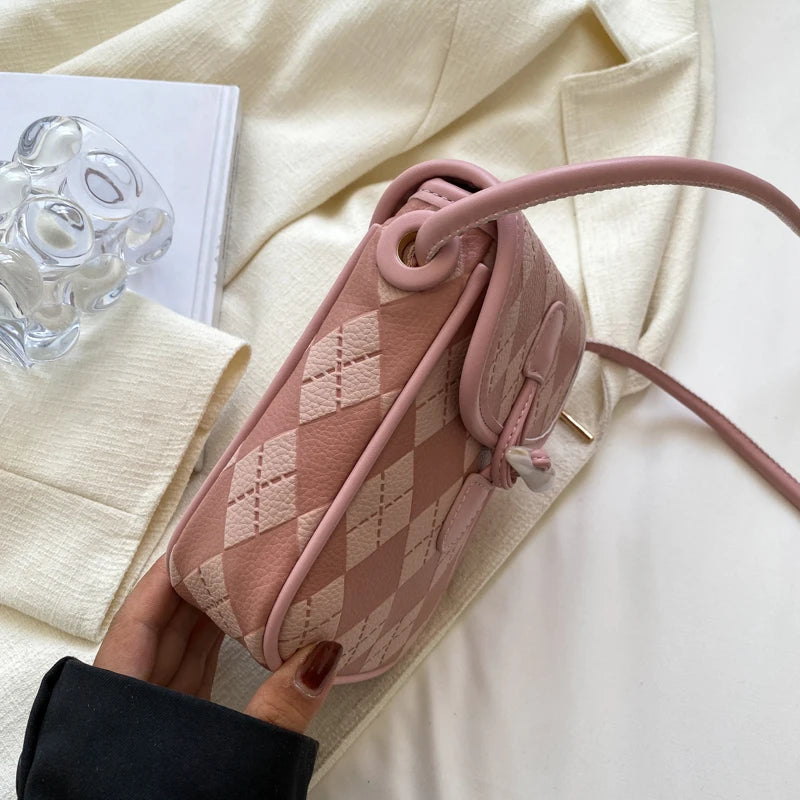 Women PU Leather Shoulder Bags Phone Handbags Striped Crossbody Bags