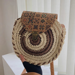 Vintage Straw Beach Bag Woven Shoulder Rattan Bohemian Bags