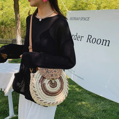 Vintage Straw Beach Bag Woven Shoulder Rattan Bohemian Bags