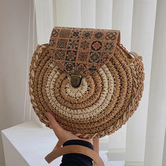 Vintage Straw Beach Bag Woven Shoulder Rattan Bohemian Bags