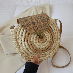 Vintage Straw Beach Bag Woven Shoulder Rattan Bohemian Bags