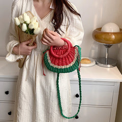 Straw Shoulder Bag Handbags Watermelon Design Summer Style