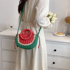 Straw Shoulder Bag Handbags Watermelon Design Summer Style