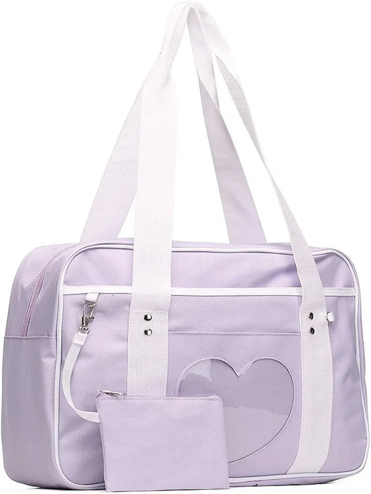 Transparent Love Heart Patchwork Shoulder Handbag