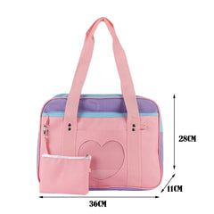 Transparent Love Heart Patchwork Shoulder Handbag