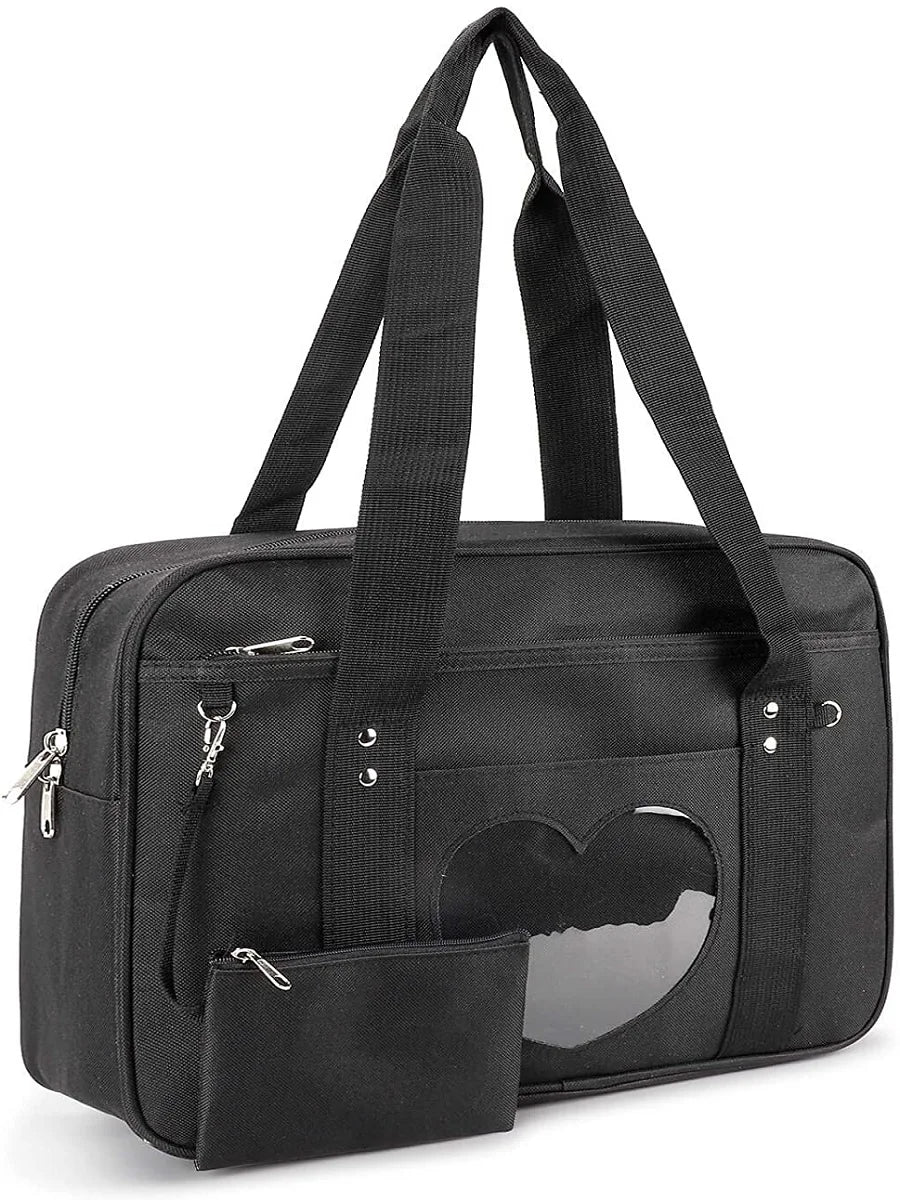 Transparent Love Heart Patchwork Shoulder Handbag