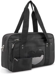 Transparent Love Heart Patchwork Shoulder Handbag