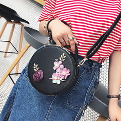 Women Circular Messenger Bag PU Leather Crossbody Bag Female Shoulder Bag