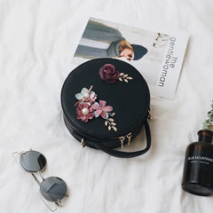 Women Circular Messenger Bag PU Leather Crossbody Bag Female Shoulder Bag