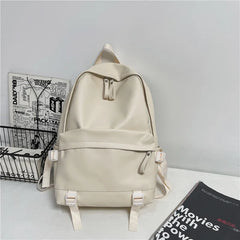 Women Solid Leather Backpack Large Capacity Travel School Bag