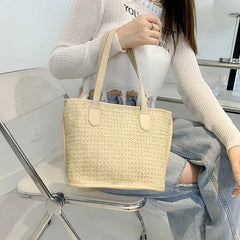 Straw Beach Bag Large Capacity Shoulder Handbag