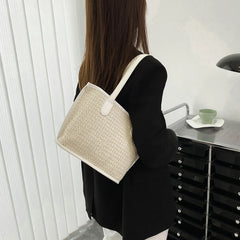 Straw Beach Bag Large Capacity Shoulder Handbag