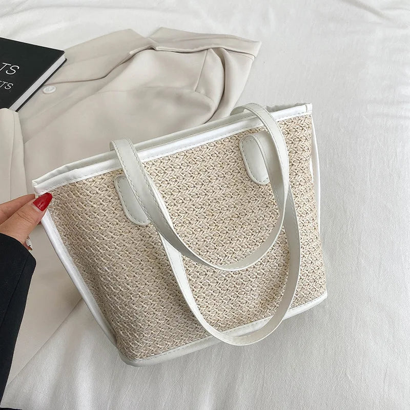 Straw Beach Bag Large Capacity Shoulder Handbag
