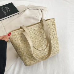 Straw Beach Bag Large Capacity Shoulder Handbag