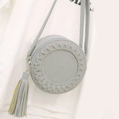 Women Tassel Round Weave Cross Body Bag Messenger Shoulder Bag B88