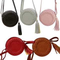 Women Tassel Round Weave Cross Body Bag Messenger Shoulder Bag B88