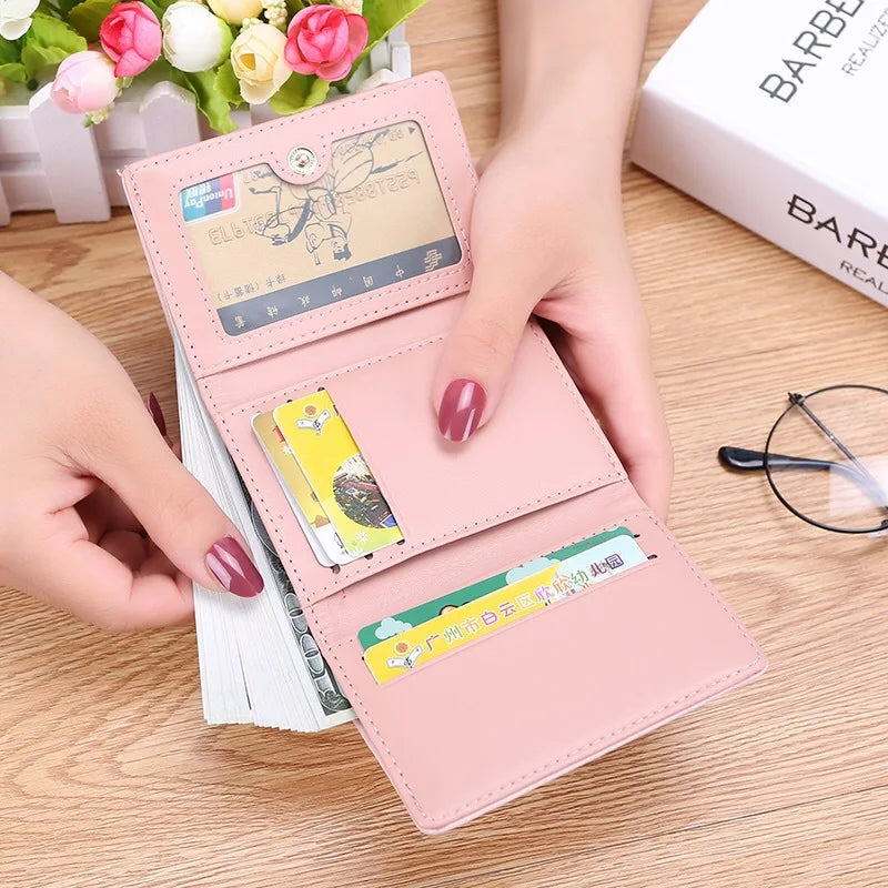 Women Wallet Wearable Concise PU Leather Position High Purse Money Clip
