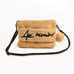 Women's Lamb Fur Clutch Handbag Colorful Party Messenger Purse