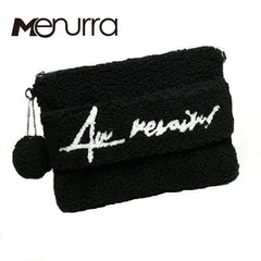 Women's Lamb Fur Clutch Handbag Colorful Party Messenger Purse