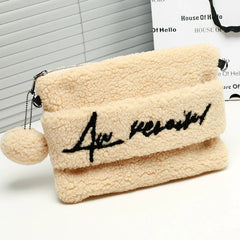 Women's Lamb Fur Clutch Handbag Colorful Party Messenger Purse