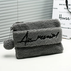 Women's Lamb Fur Clutch Handbag Colorful Party Messenger Purse