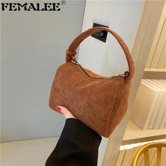 Women's Corduroy Bag Shoulder Messenger Boston Tote Crossbody Bag
