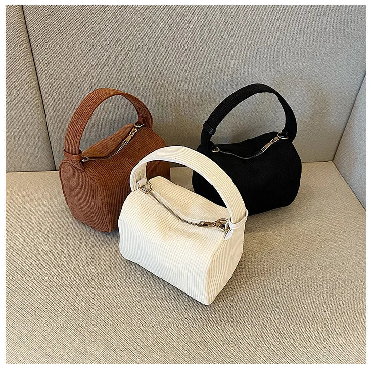 Women's Corduroy Bag Shoulder Messenger Boston Tote Crossbody Bag