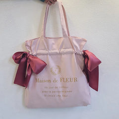 Girls Shoulder Bag with Bow Handbag Student Bookbag Tote Schoolbag