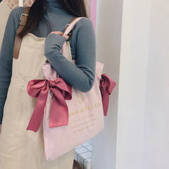 Girls Shoulder Bag with Bow Handbag Student Bookbag Tote Schoolbag