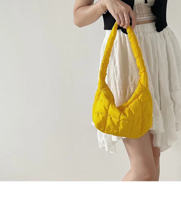 Plaid Women Underarm Bag Nylon Shoulder Bags Ladies Hobos Handbags Clutch Purses