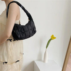 Plaid Women Underarm Bag Nylon Shoulder Bags Ladies Hobos Handbags Clutch Purses