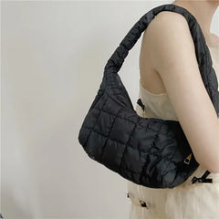 Plaid Women Underarm Bag Nylon Shoulder Bags Ladies Hobos Handbags Clutch Purses