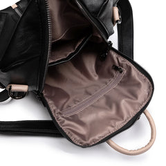 Stylish PU Leather Backpack for Women Solid Shoulder Bag