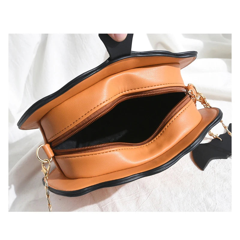 Small Shoulder Bag Women Crossbody Chain Pumpkin PU Leather Purse Halloween