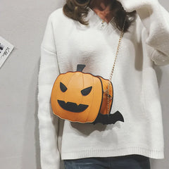 Small Shoulder Bag Women Crossbody Chain Pumpkin PU Leather Purse Halloween