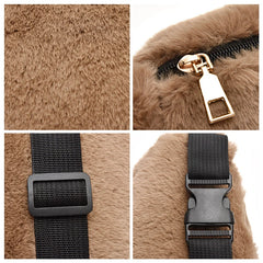 Rabbit Fur Fanny Pack Winter Bum Bag Plush Waist Bag