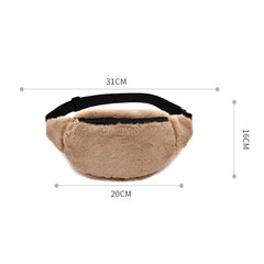 Rabbit Fur Fanny Pack Winter Bum Bag Plush Waist Bag