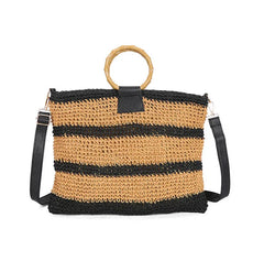 Female Straw Bag Women Crossbody Bag Carry Bamboo Make Straw Handle Handbag