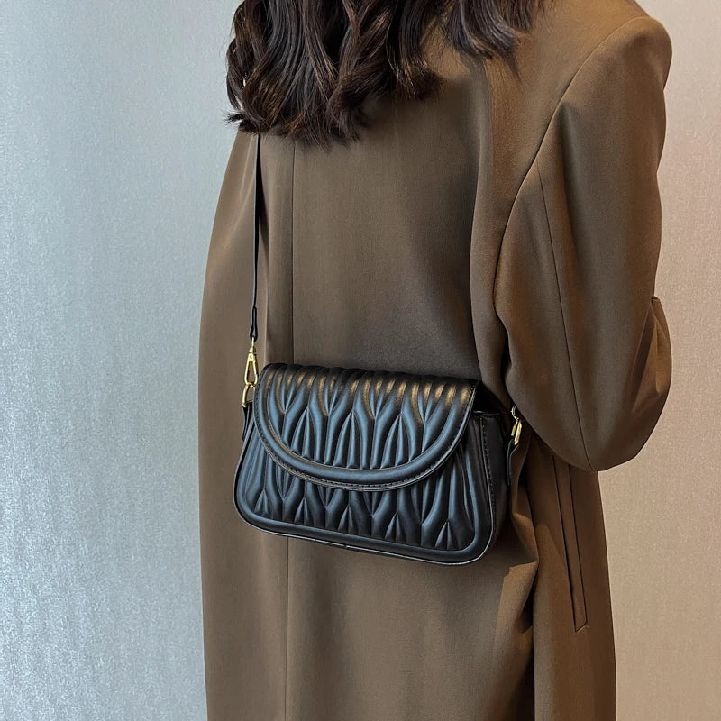 Winter Leather Flap Crossbody Bag for Women