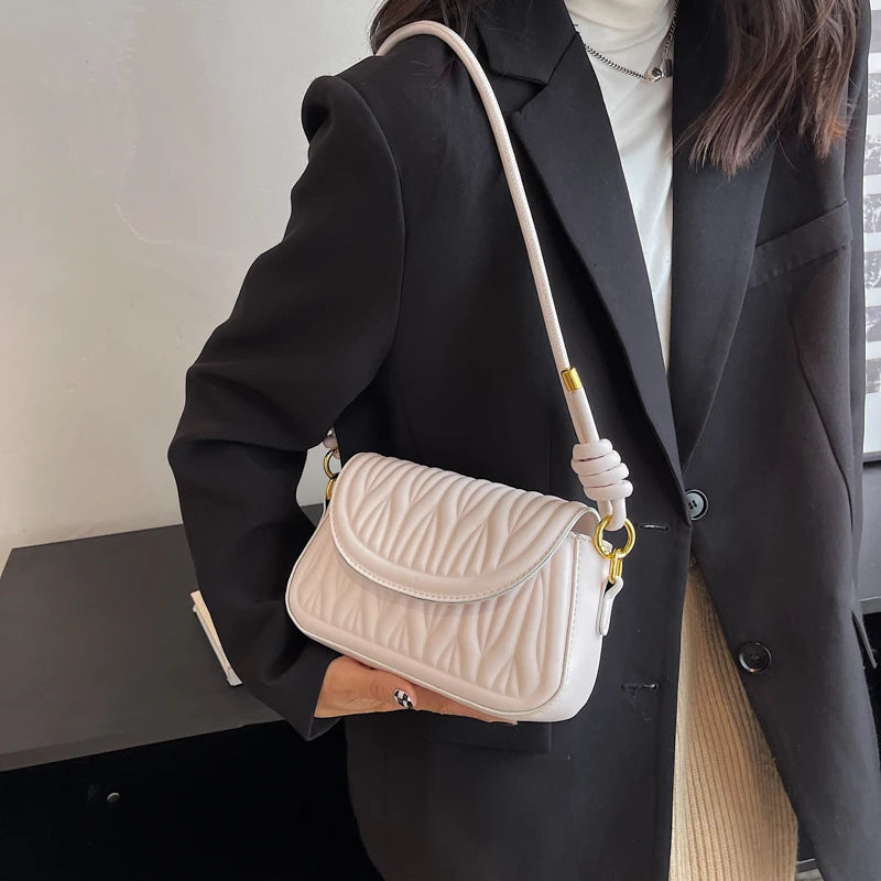 Winter Leather Flap Crossbody Bag for Women