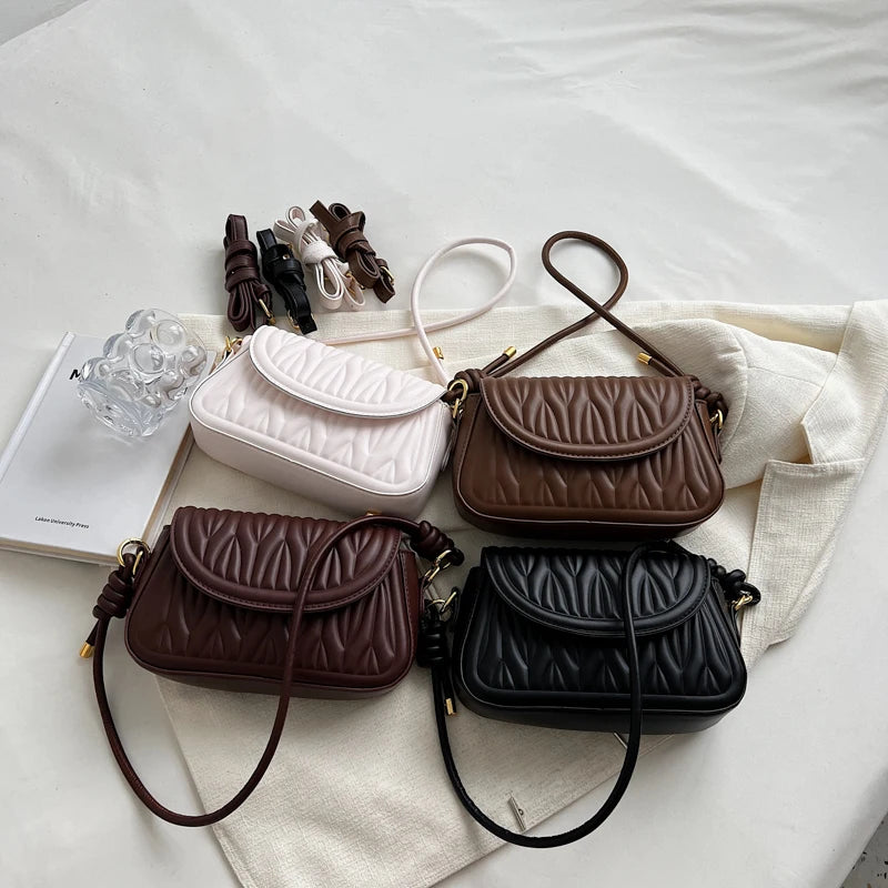 Winter Leather Flap Crossbody Bag for Women