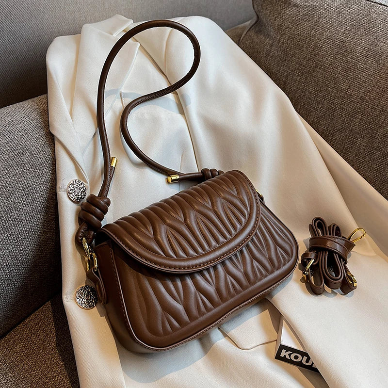 Winter Leather Flap Crossbody Bag for Women